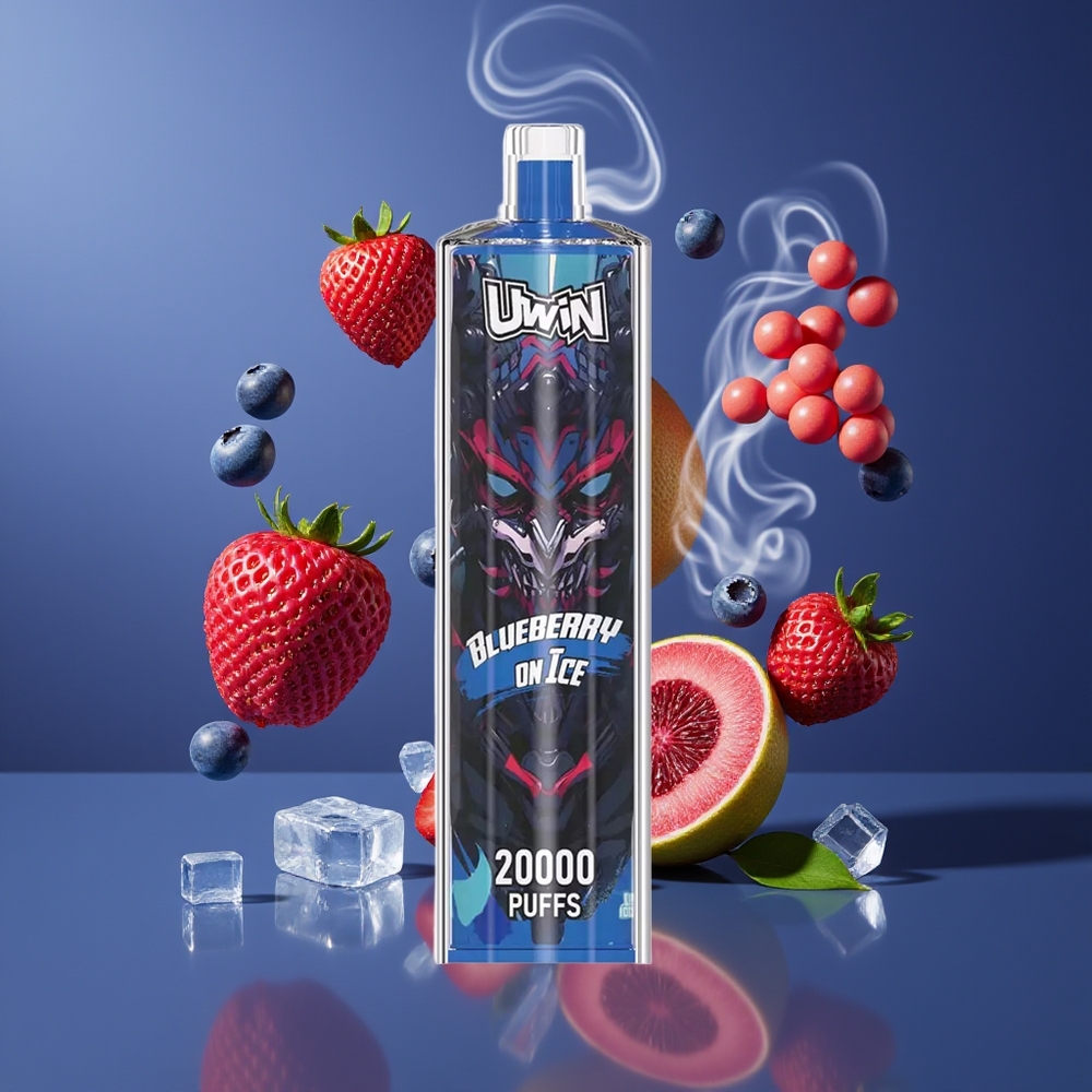 Uwin Shisha Hookah Crystal 20000 Puffs Blåbær På Is Dansk Engros – 0% 2% 3% 5% Nikotin, 22ml Kapacitet, Type-C Opladning
