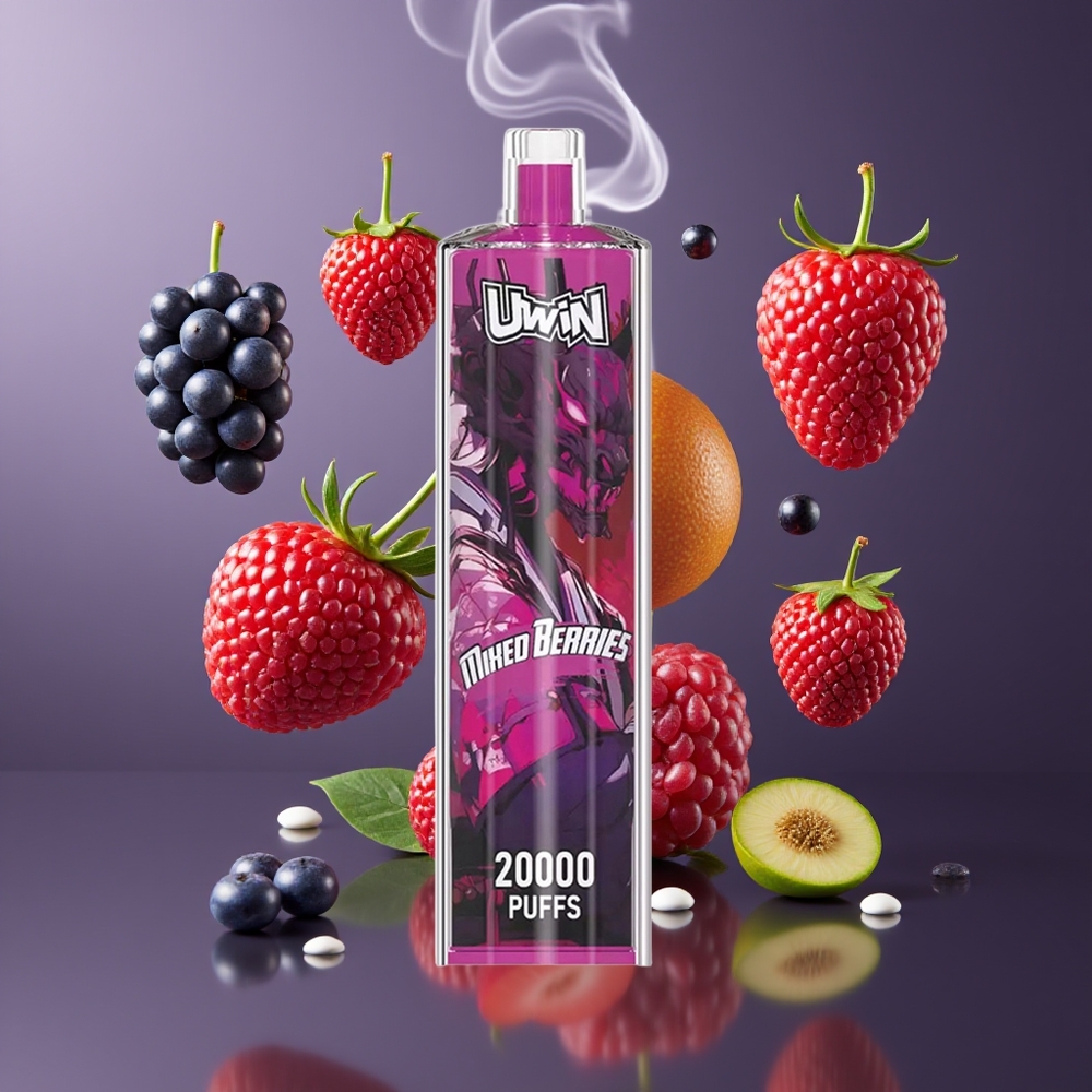 Uwin Shisha Hookah Crystal 20000 Puffs Dansk engros – 0-5% Nikotin, 22ml, Type-C, Mesh Coil, Blandede Bær