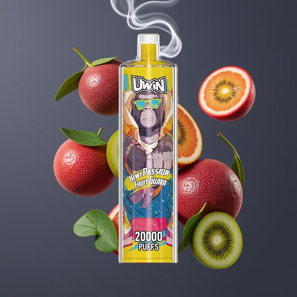 Uwin Shisha Hookah Crystal Dansk engros 20000 Puffs 22ml Type-C Mesh Coil Kiwi Passionfrugt Guava