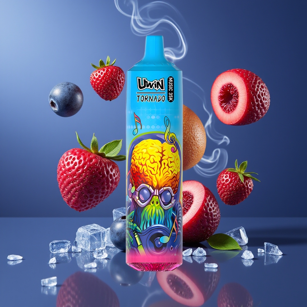Uwin Tornado 35K Music Engangs Vape Dansk Engros - Blåbær på Is (0%/2%/3%/5%, 600mAh, Type-C)