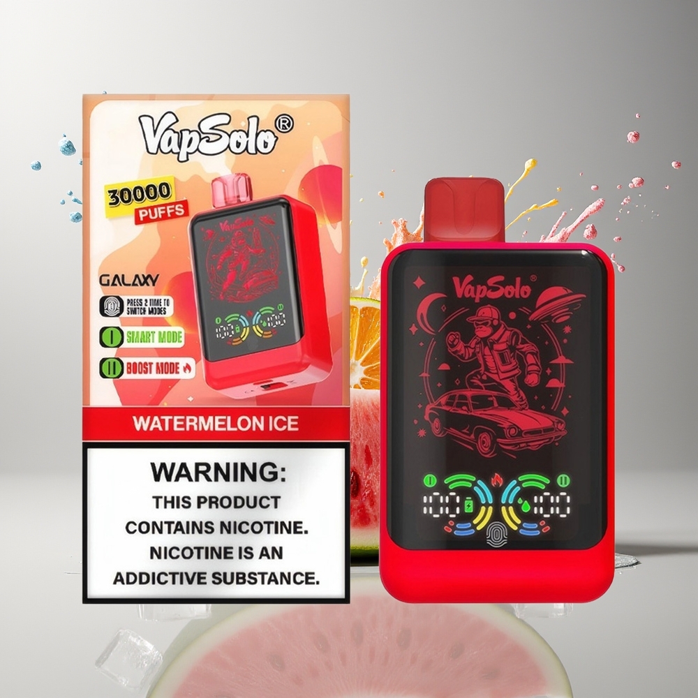VapSolo GALAXY 30000 Puffs Disposable Vape Vandmelon Is Dansk Engros – 40ml E-Liquid, 850mAh Batteri