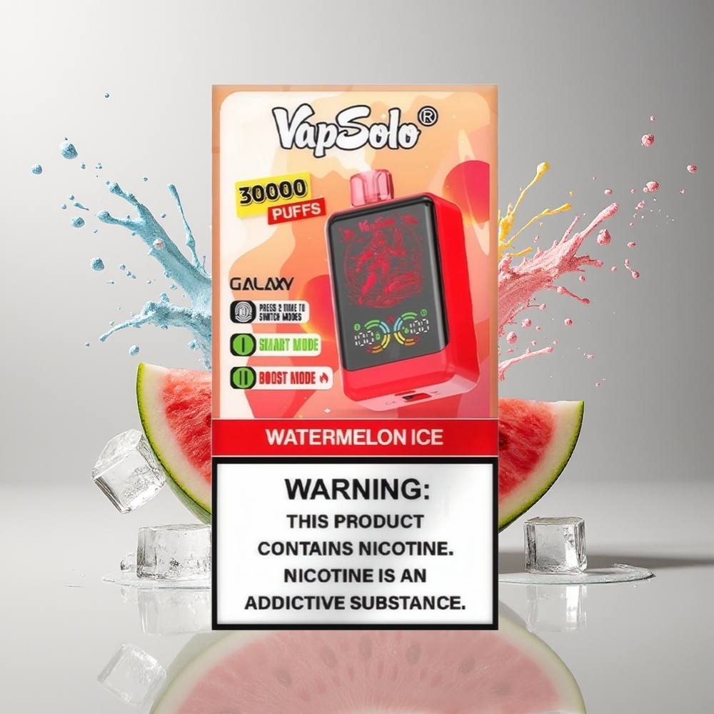 VapSolo GALAXY 30000 Puffs Disposable Vape Vandmelon Is Dansk Engros – 40ml E-Liquid, 850mAh Batteri