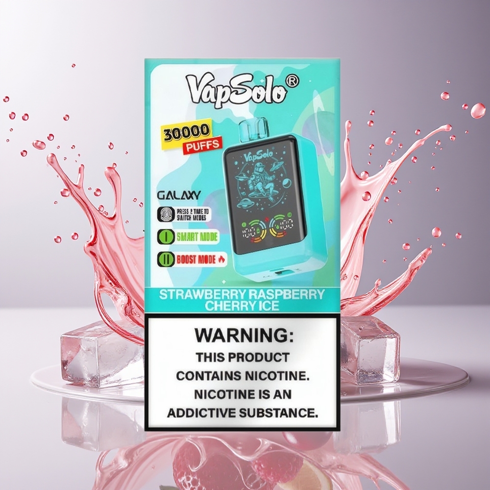 VapSolo GALAXY 30000 Puffs Engangs Ecigaret Dansk Engros – Jordbær Hindbær Kirsebær Is – 40ml E-Væske, 850mAh Batteri