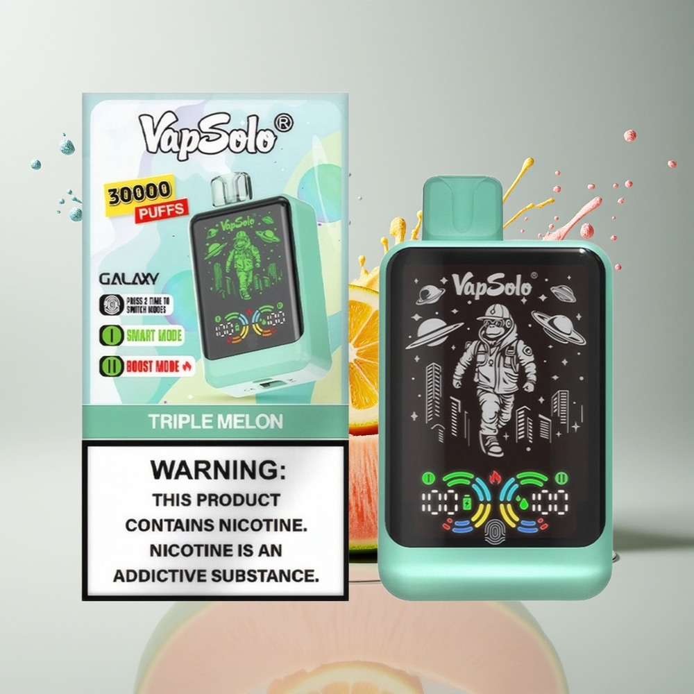VapSolo GALAXY 30000 Puffs Engangs Vape Dansk Engros – 40ml E-Liquid, 850mAh, Trefarvet Melon