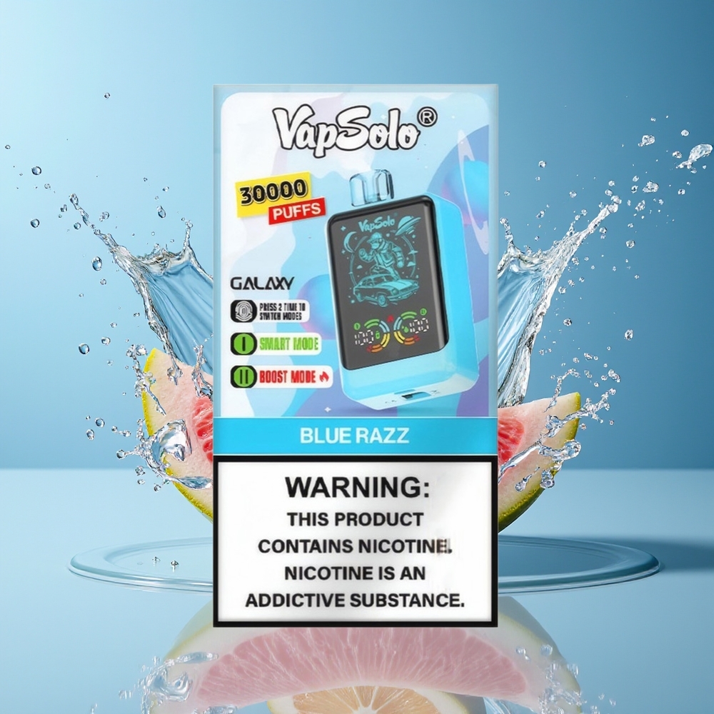 VapSolo GALAXY 30000 Puffs Engangs Vape Dansk Engros – Blå Hindbær med 40ml E-Væske og 850mAh Batteri