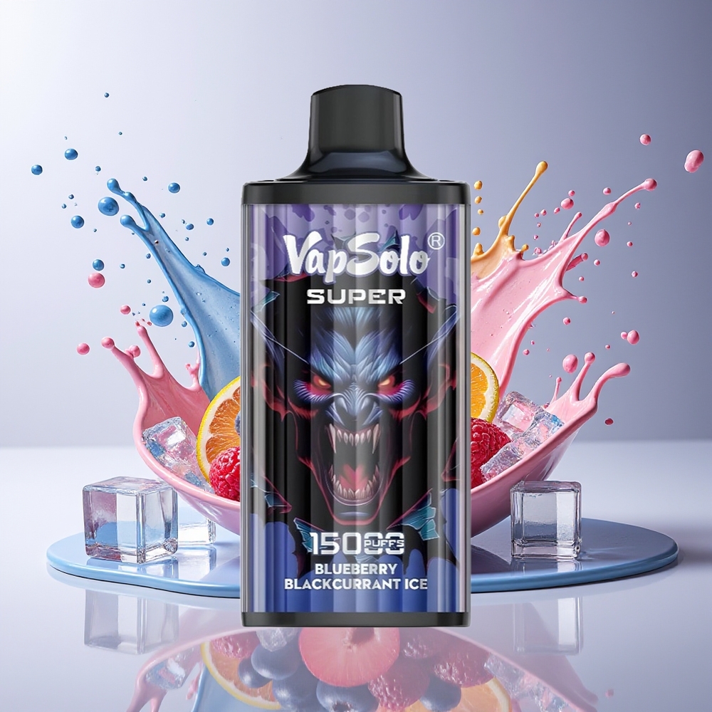 Vapsolo Super 15000 puffs Dansk engros - Blåbær Solbær Is (40ml, 850mAh, Type-C)