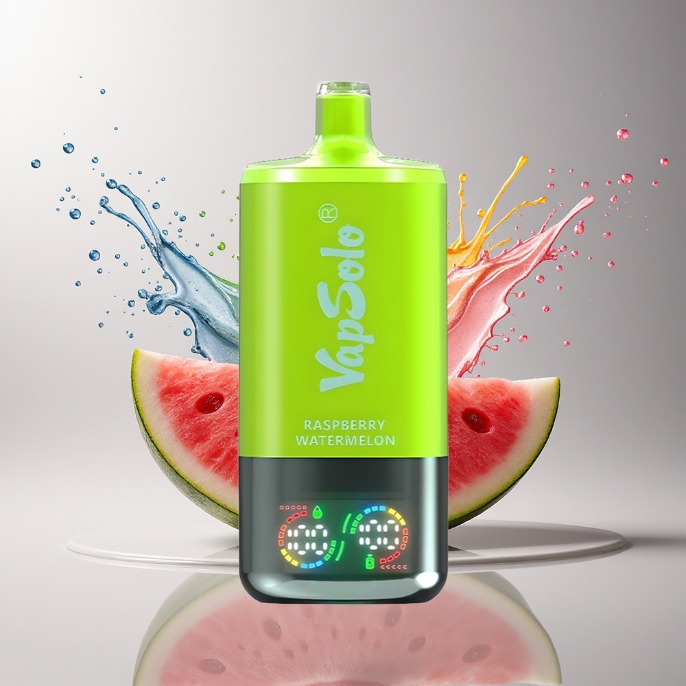 VapSolo Tripe 30000 Puffs Dansk Engros med Hindbær Vandmelon, Type-C Opladning, 40ml E-Væske, 20 mg/ml & 50 mg/ml Nikotin