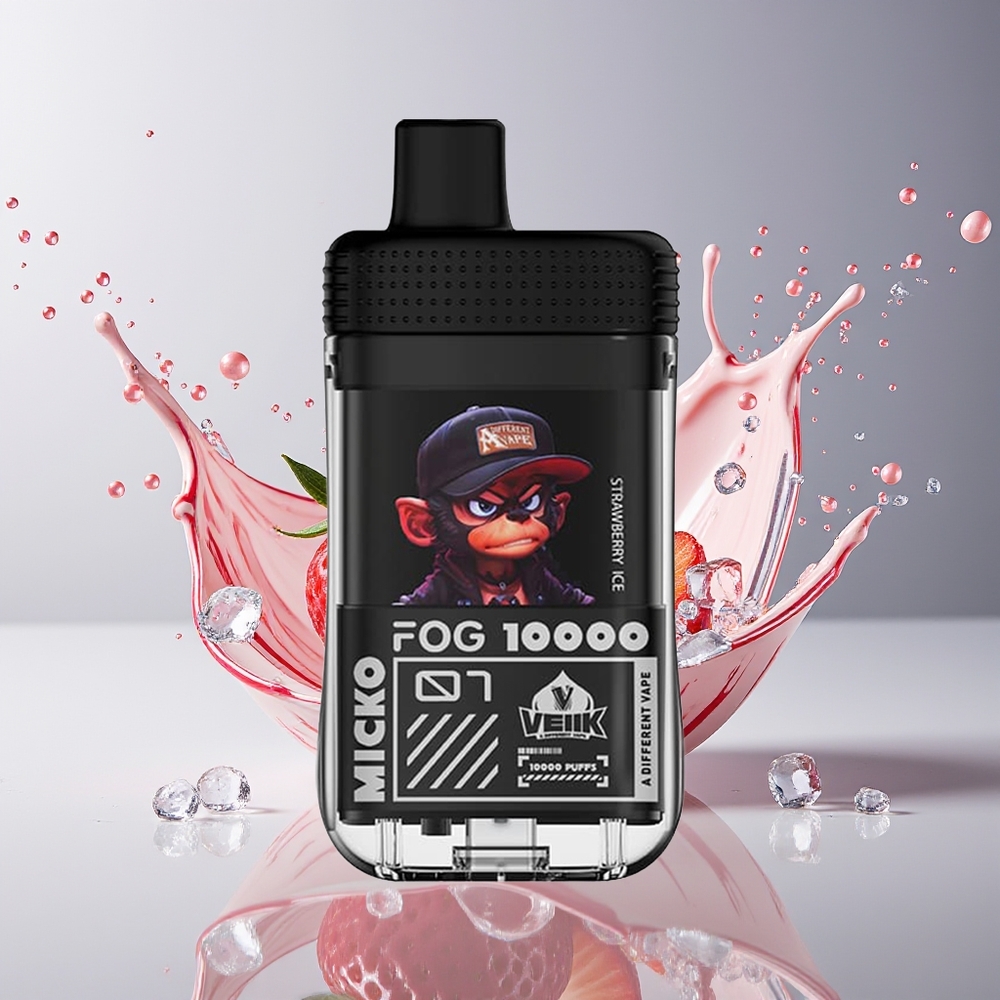 VEIIK MICKO FOG 10000 Puffs Disposable Vape Dansk Engros med Jordbær Is, 30mg/ml Salt Nic, 500 mAh, Type-C