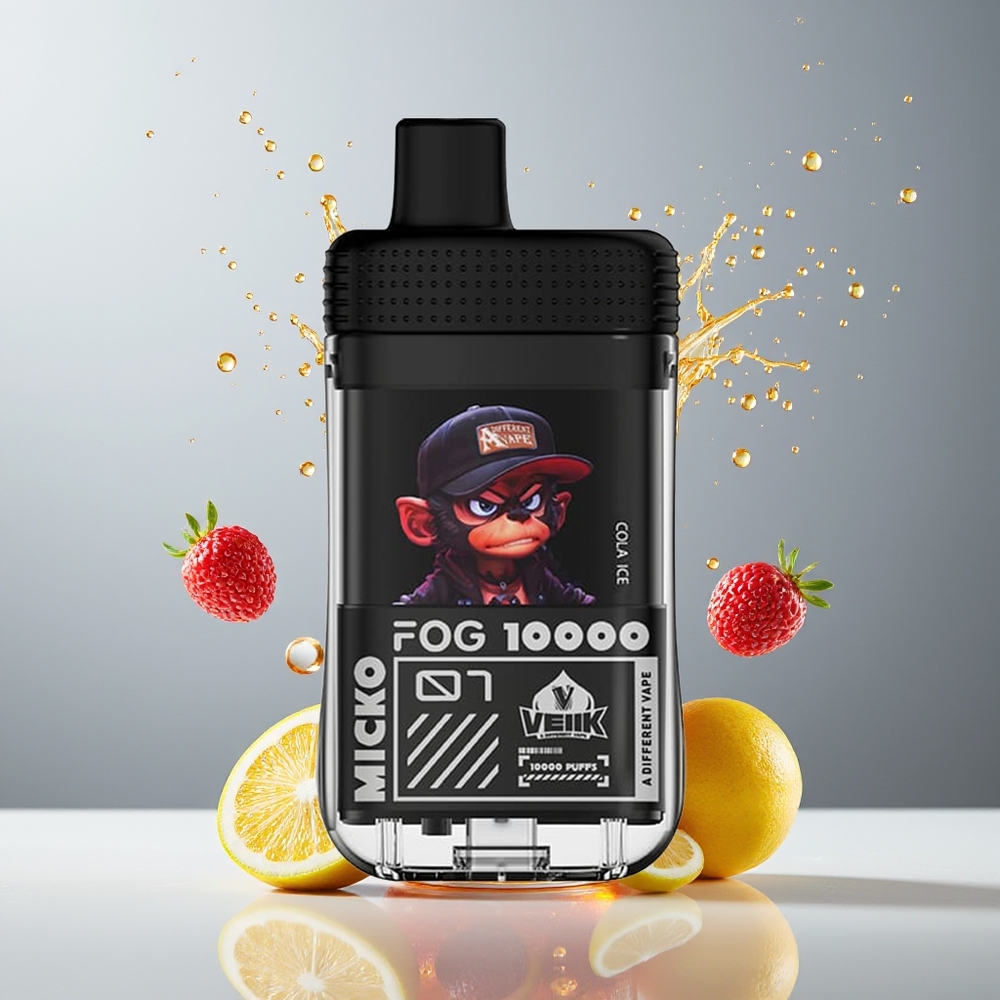 VEIIK MICKO FOG Dansk Engros 10000 Pust Omladningsbar E-cigaret med Cola Is Smag, 500 mAh, Type-C Opladning