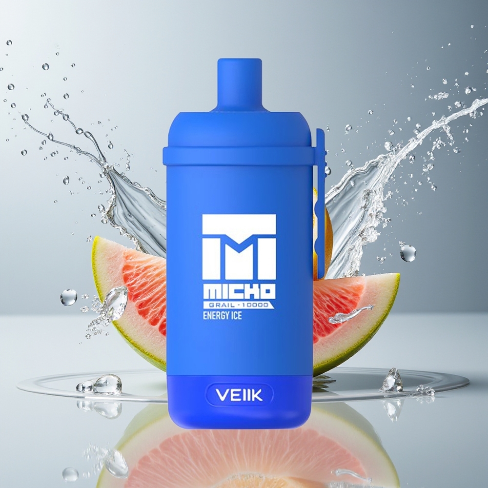 VEIIK MICKO GRAIL 10000 Puffs Dansk Engros Disposable Vape Med 1.0ohm Mesh Coil og 600mAh Genopladelig Batteri – Energi Is