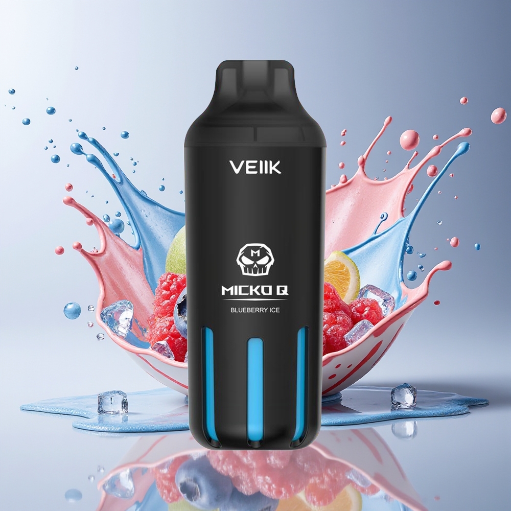 VEIIK MICKO Q 5500 Puds Engangs Damp Dansk Engros med Blåbær Is 15ml 1300mAh