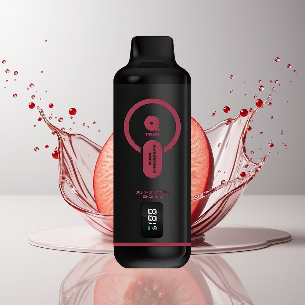 VEIIK MICKO Q TWIST 12000 Puffs Disposable Vape Fersken Granatæble Dansk engros – 50mg/ml Salt Nic, 1.1ohm Mesh Coil, Type-C Opladning