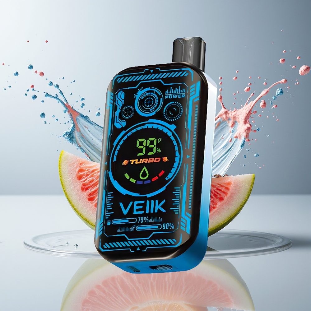 VEIIK SPACE MIST 25000 Puffs Dansk Engros Disposable Vape med 3.35 TFT Super Skærm, Dynamisk Lysshow og Blåbær Is Aroma