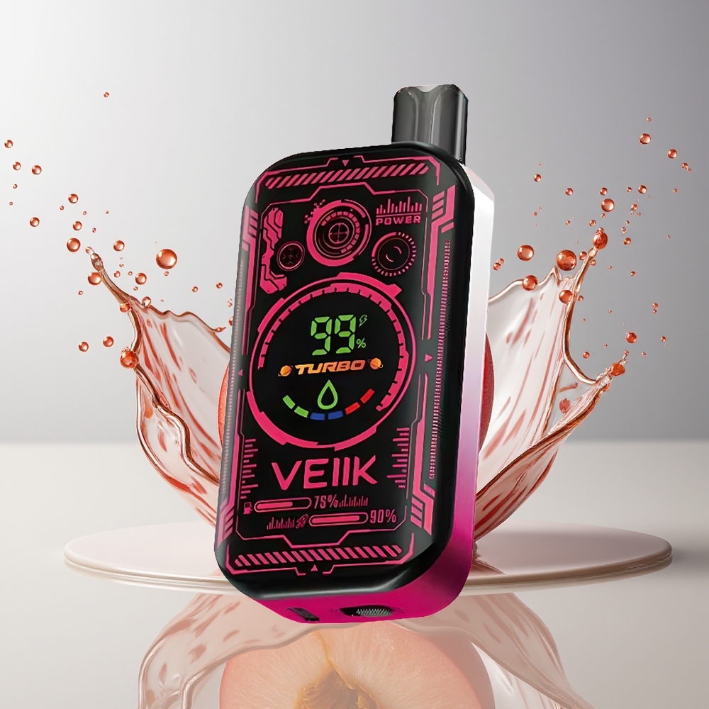 VEIIK SPACE MIST Dansk engros 25000 Puffs Dual Mesh Coil 3.35 TFT Skærm Sødt Fersken
