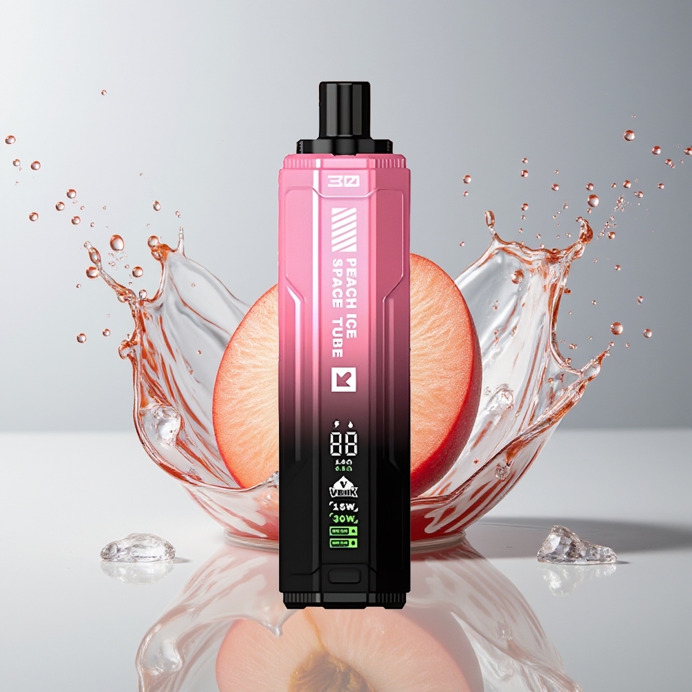 VEIIK SPACE TUBE 20000 Puffs Disposable Vape Peach Is Dansk Engros med 22ml E-væske og 850mAh Opladelig Batteri