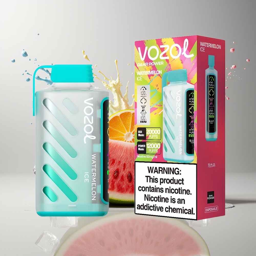 VOZOL Gear Power 20000 Puffs Dansk Engros - Vandmelon Is med S.i.L.C. Tech & Dual Mesh Coil