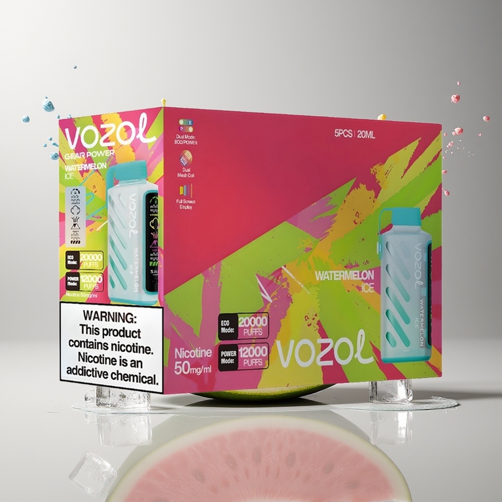 VOZOL Gear Power 20000 Puffs Dansk Engros - Vandmelon Is med S.i.L.C. Tech & Dual Mesh Coil