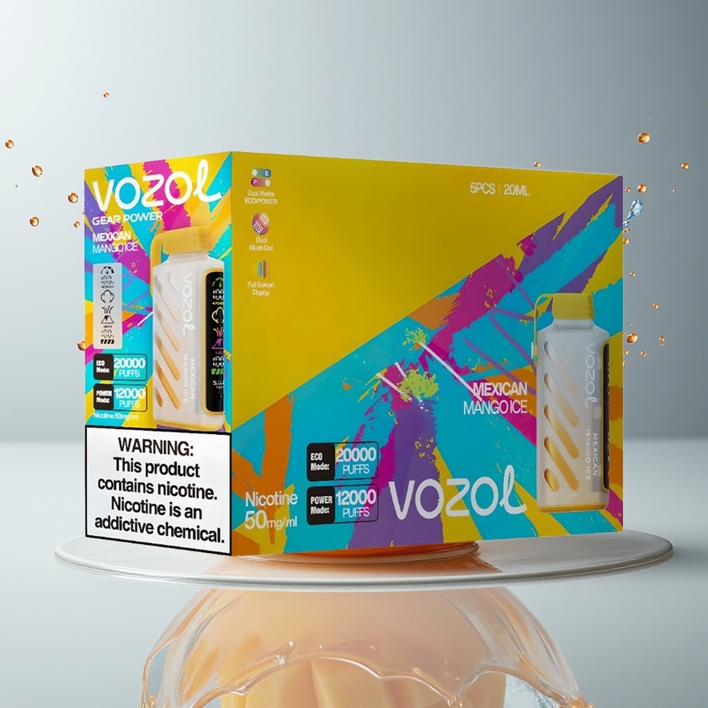 VOZOL Gear Power 20000 Puffs Dansk Engros med S.i.L.C. Tech, Dual Mesh Coil og Mexicansk Mango Is