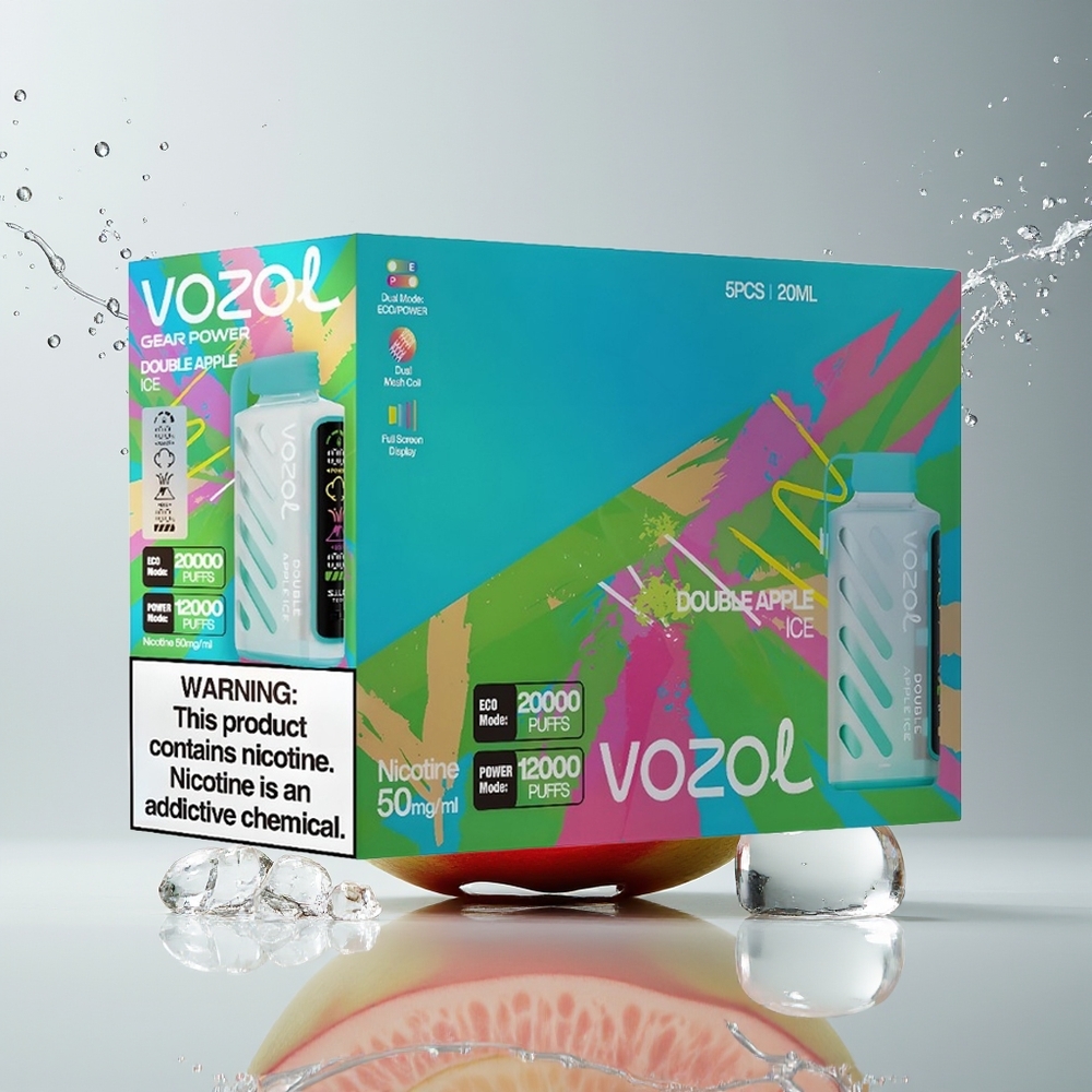 VOZOL Gear Power 20000 Puffs Dansk engros med S.i.L.C. Tech, Dual Mesh Coil og Dobbelt Æble Is