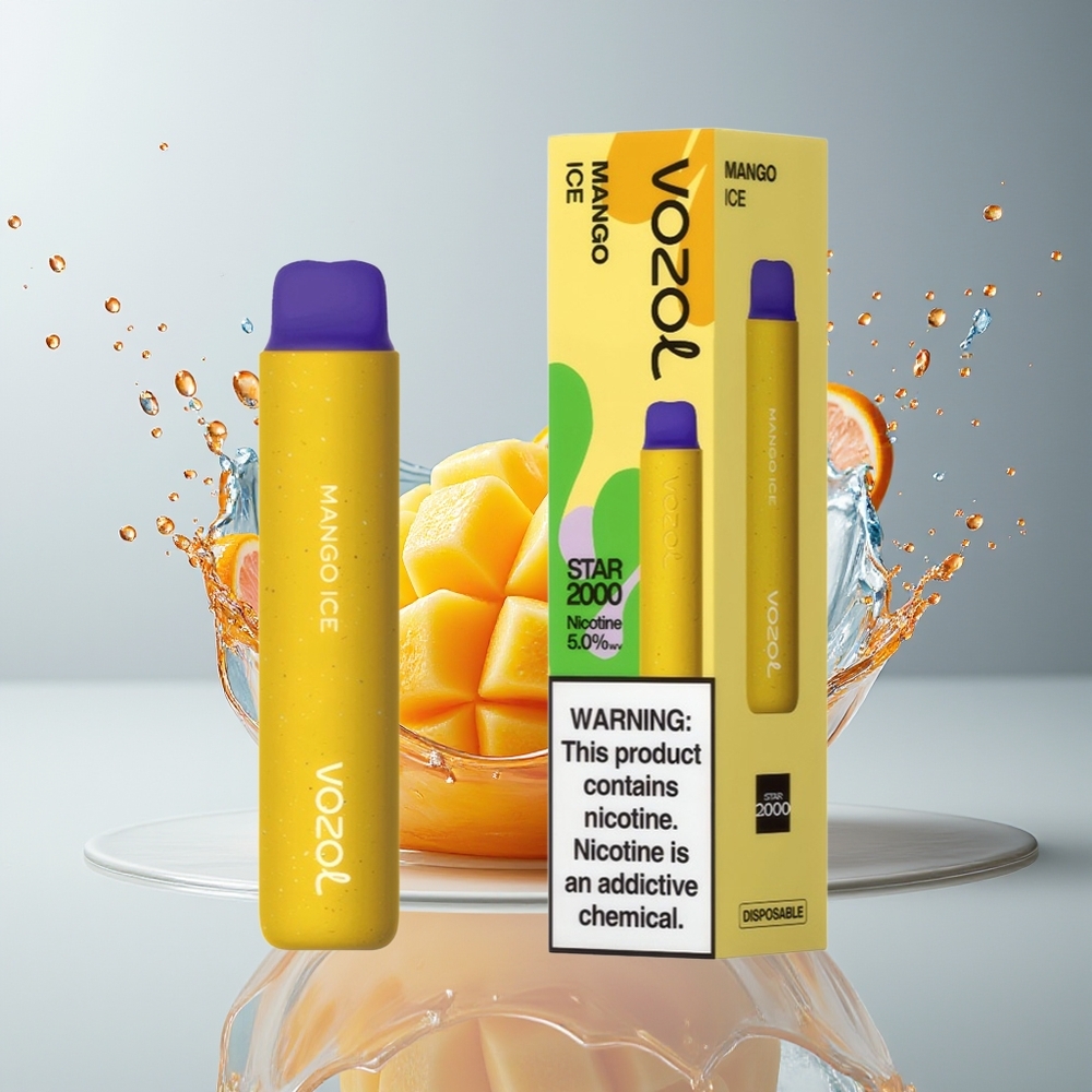 VOZOL STAR 2000 Disposable Vape Mango Is - Dansk engros med 65% PCR Materialer, 800mAh Batteri og 2000 Puffs