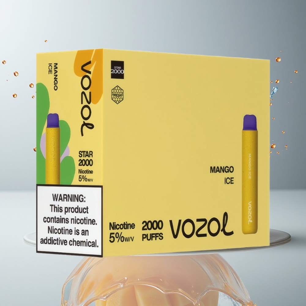 VOZOL STAR 2000 Disposable Vape Mango Is - Dansk engros med 65% PCR Materialer, 800mAh Batteri og 2000 Puffs