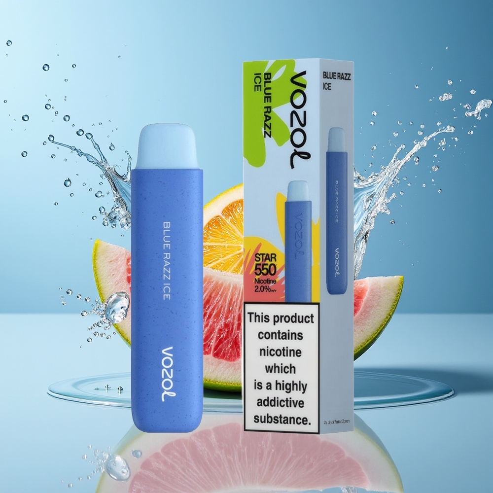 VOZOL STAR 550 Dansk Engros Ophævelig Vape med 2ML & 450mAh - Blå Hindbær Is