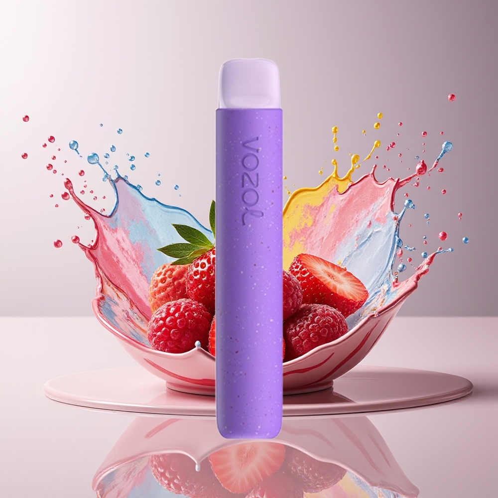 VOZOL STAR 600 Dansk Engros - 600 Puffs, 500mAh, Jordbær Hindbær Kirsebær, VAMT Mesh Coil