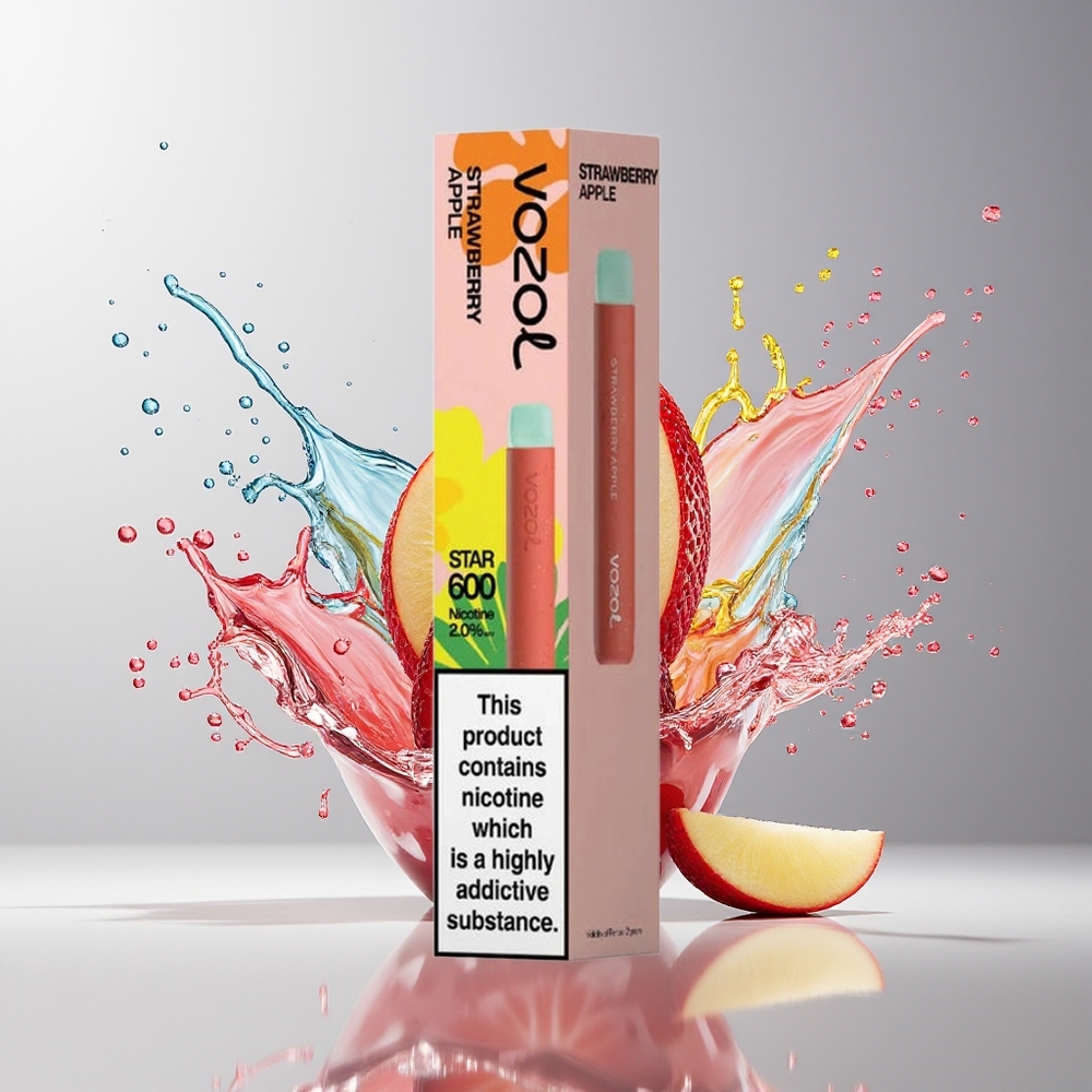 VOZOL STAR 600 Dansk Engros Disposable Vape Jordbær Æble med 500mAh Batteri og 600 Puff