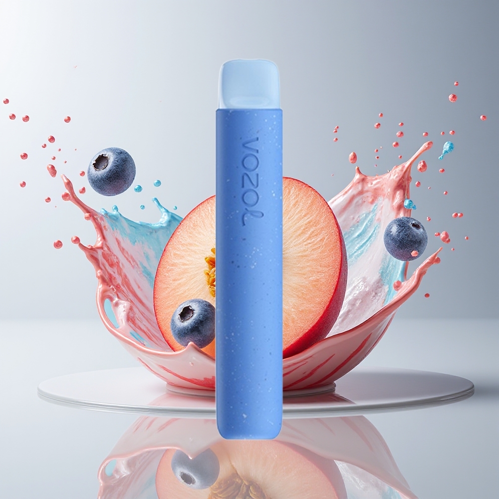 VOZOL STAR 600 Dansk Engros Disposable Vape med Peach Blåbær Candy, VAMT Mesh Coil, 500mAh & 2ML
