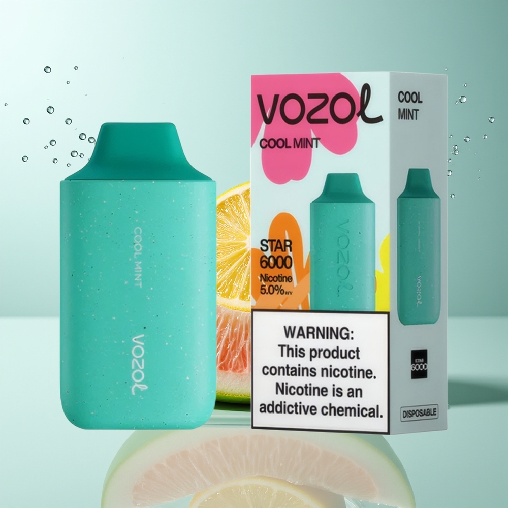 VOZOL STAR 6000 Engangs Vape Dansk Engros med Cool Mynte, 14ML, 6000 Pust, Type-C Opladning