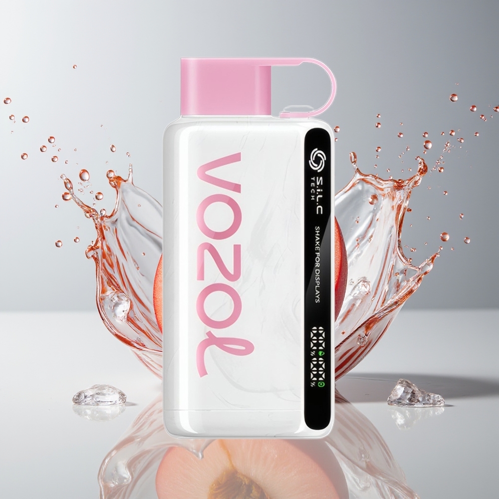 VOZOL STAR 9000/12000 Disposable Vape Fersken Is med Dansk engros – Shake Display, 650mAh, 30% Hurtig Opladning, SILC TECH