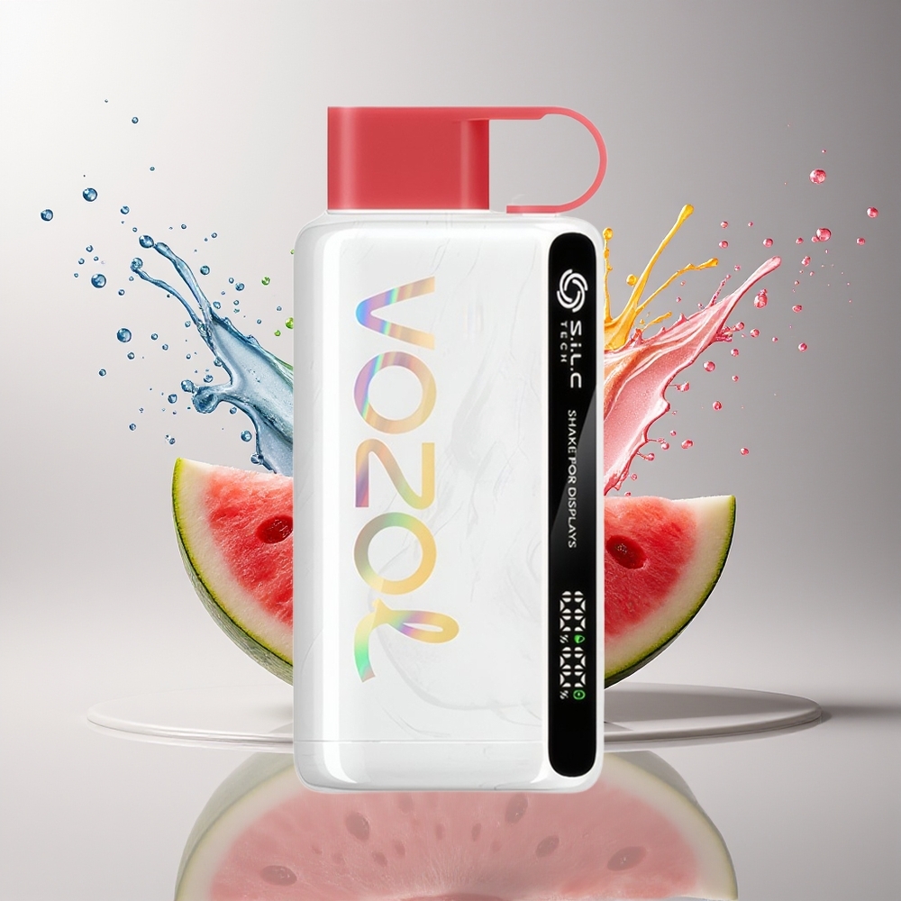 VOZOL STAR 9000/12000 Engangs Vape Dansk Engros med Shake Display, Hurtig Opladning og Hindbær Vandmelon Smag