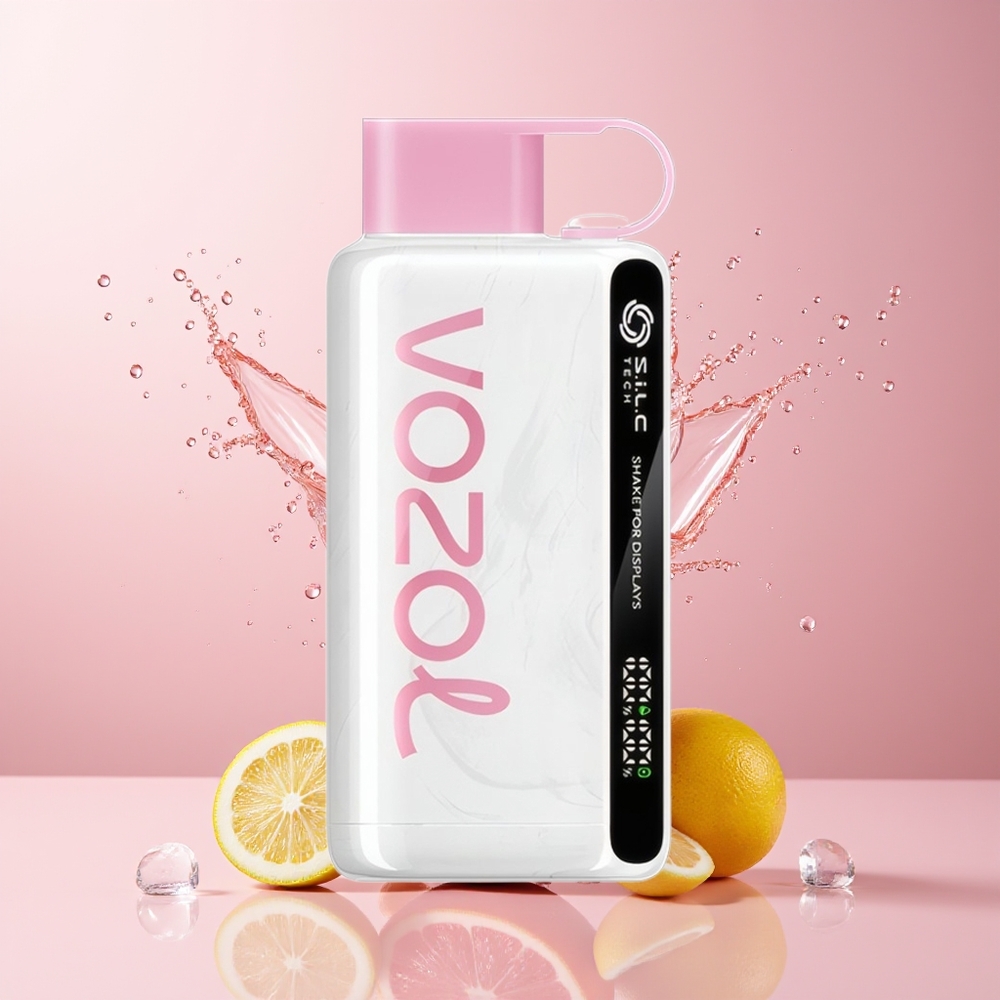 VOZOL STAR 9000/12000 Engangs Vape med Shake Display, 650mAh Batteri og Pink Lemonade (Rosa Citron) – Dansk Engros