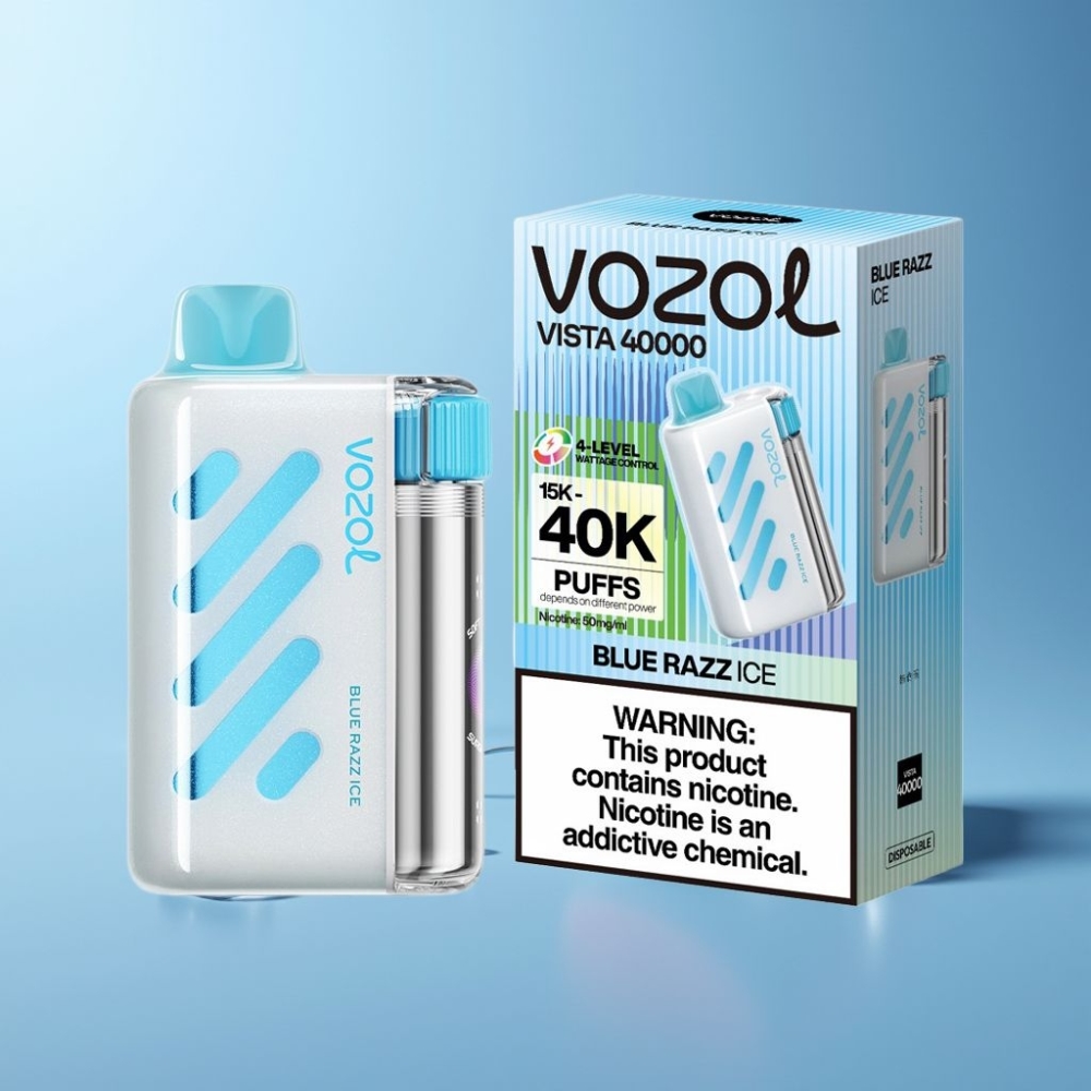 VOZOL VISTA 40000 Puffs Genanvendelig E-cigaret med Hurtigopladning og Mesh Coil – Blå Hindbær Is – Dansk engros