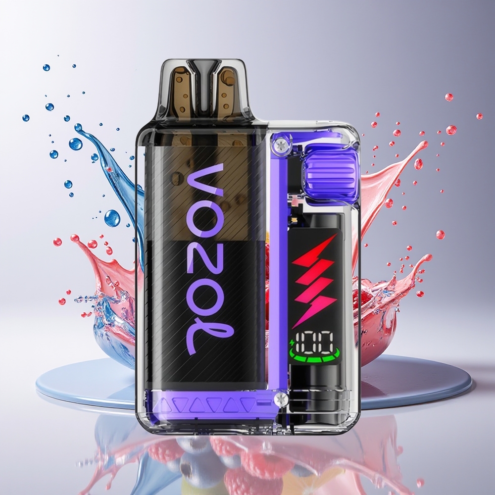 VOZOL VISTA PLUG 6000/10000 Dansk Engros – 26 Lækre Smage, 360° Smagsfrihed, Synlig E-Væske Beholder, Blåbær Sur Hindbær