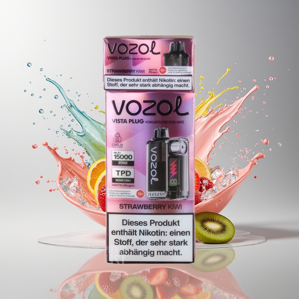 VOZOL VISTA PLUG 6000/10000 Dansk Engros – 26 Lækre Smagsvarianter, 650mAh Batteri, Jordbær-Kiwi