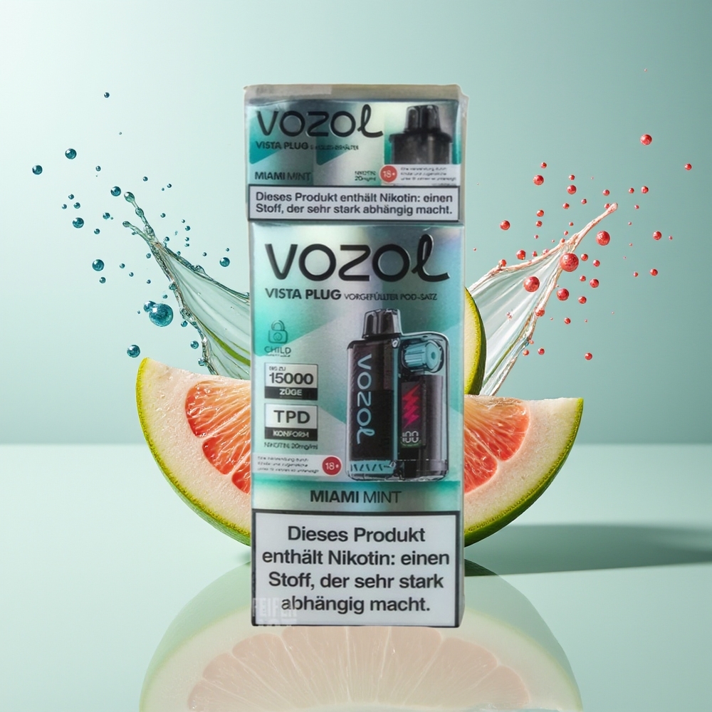 VOZOL VISTA PLUG 6000/10000 Dansk Engros Disposable Vape med 26 Lækre Smagsvarianter, 4-Trins Wattkontrol og Synlig E-Væskebeholder – Miami Mynte